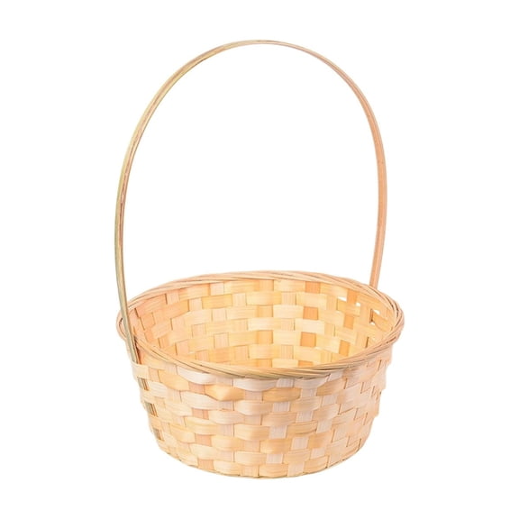Rattan Storage Basket with Handle, Hand-woven Rattan Baskets, Wicker Flower Pot Picnic Baskets Wedding Flower Basket for Organizing, Decor and Shelves