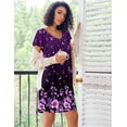 thumbnail image 4 of Ekouaer Nightgowns for Women Short Sleeve Sleep Shirts Pleated Night Dress V Neck Night Shirts Soft House Dress, 4 of 6