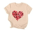 thumbnail image 1 of Camiseta de Manga Corta de Cuello Redondo Impresa para las Mujeres Día de San Valentín, Mezcla Ligera de Poliéster para Primavera Verano Otoño, 1 of 7