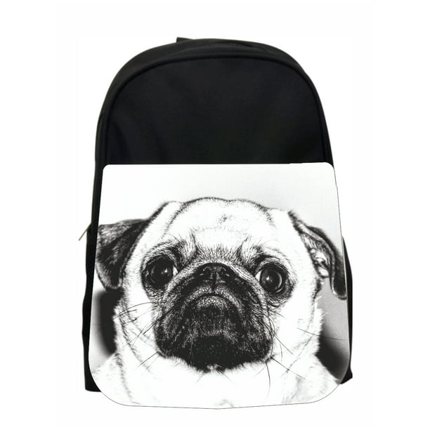 School Bag Dog Pug Black & White Kids PreSchool Backpack
