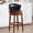 Black, variant on Cow top Leather Swivel Bar Stools, 29.5" Counter Height Bar Chair with Back and Footrest, Wooden Morden Chair Barstools for Home, Brown