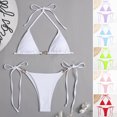 thumbnail image 1 of Neinkie Women Two Piece Heart Ring Linked Bikini Set Lace Up Tie Halter Swimsuit, 1 of 7