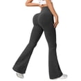 thumbnail image 2 of Ribbed Leggings for Women High Waisted Tummy Control Flared Leggings Stretch Soft Yoga Pants Lifting Workout Pants, 2 of 4