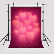 5x7ft Pink Heart Wedding Photography Backdrops Frabic Valentine's Day Background Party Photo Booth Props