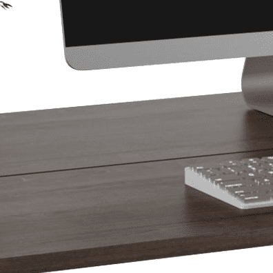 (Open Box) Mainstays Electric Standing Desk with 4 Memory Presets, Headphone Hook and Cable Management, Canyon Walnut