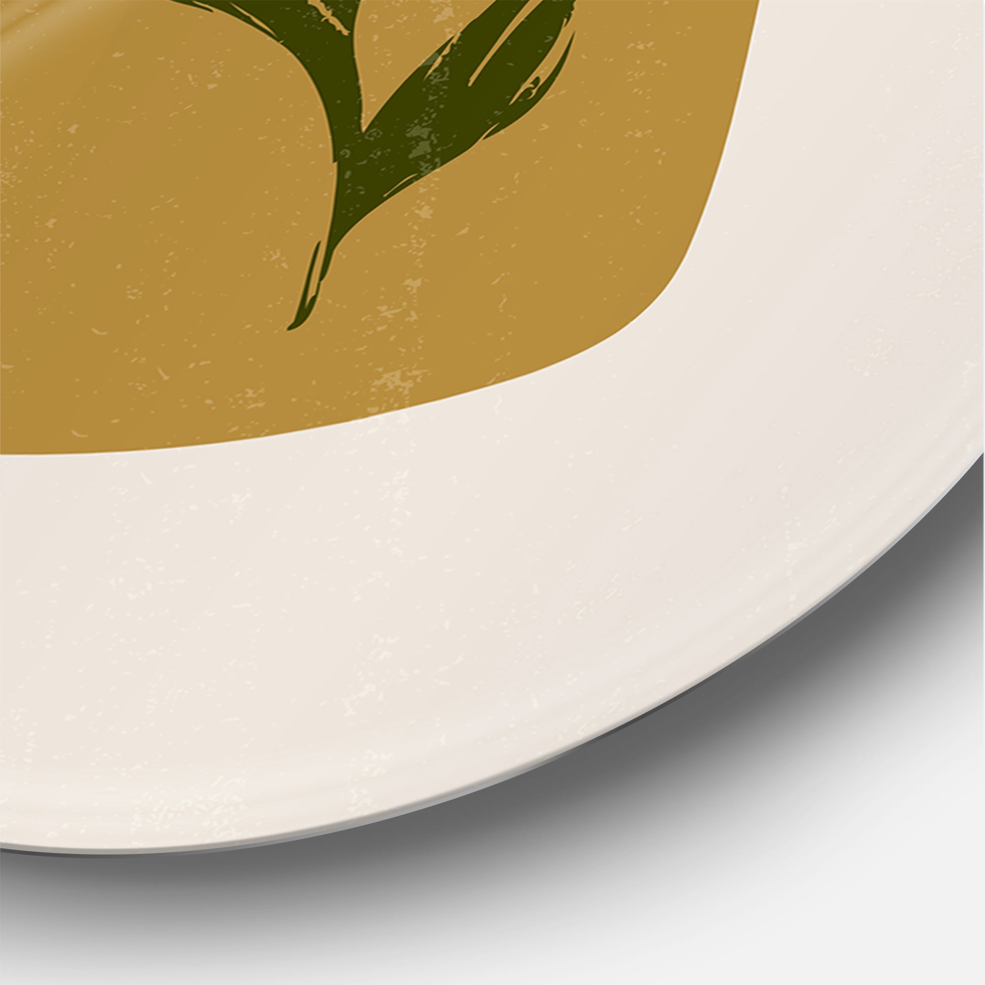 Designart 'Green Leaf With Botanical Minimalist Shapes' Modern Circle Metal Wall Art 11x11 - Disc of 11