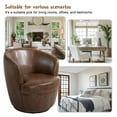 thumbnail image 5 of UIXE Swivel Accent Chair Set of 2 Faux Leather Barrel Chair Upholstered Armchair for Living Room Modern Round Arm Club Chair, Coffee, 5 of 6