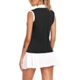 thumbnail image 5 of BODOAO Women's Golf Polo T Shirts Lightweight Moisture Wicking Sleeveless Shirt Quick Dry Zip Tank Top Collared Athletic Tennis Workout Top for Summer Sports and Training Black L, 5 of 8