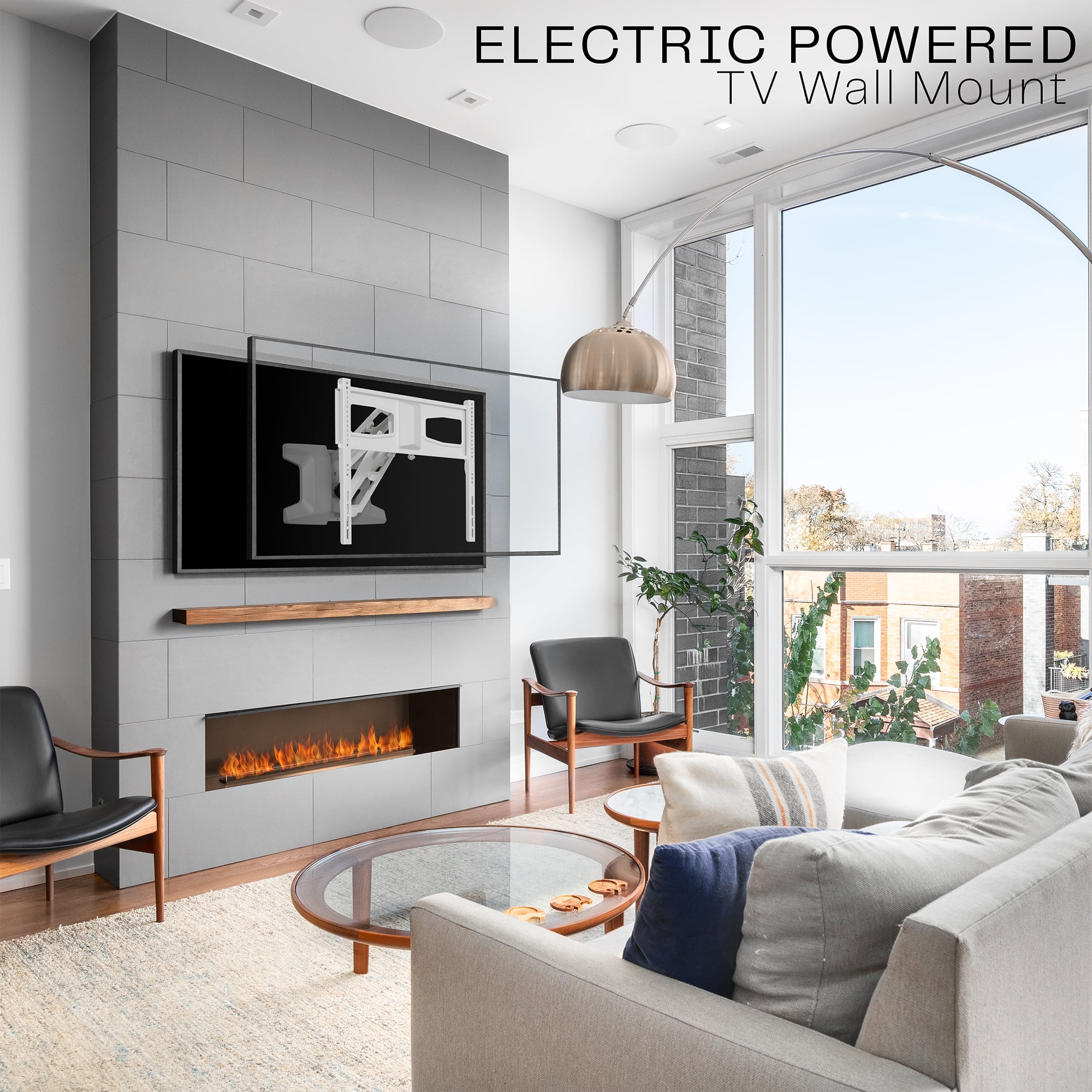 VIVO White Electric Adjustable TV Above Fireplace Mount for 37" to 70" Screens