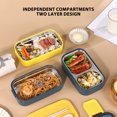 thumbnail image 4 of Boîte à Bento Isolée en Acier Inoxydable 1400ml 2 Couches Étanche pour Bureau Micro-Ondes Sûr Récipient de Préparation de Repas, 4 of 8