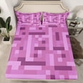 thumbnail image 2 of Homewish Boys Girls Pixelated Miners Game 4 Pieces Queen Sheet Sets,Geometric Plaid Grid Ultra Soft Flat Sheet,Abstract Video Game Queen Fitted Sheet,Luxury Bedroom Decor, 2 of 7