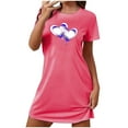 thumbnail image 2 of Sakmal Soft Moomoo Womens Nightgowns Love Short Sleeve Valentines Nightwear Short Heart Print Womens Nightgown L, 2 of 5