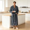 thumbnail image 6 of SELONE Mens Robes Plush Comfy Flannel Bathrobe Lace up Side Argyle Long Sleeve Towel Robe with Pockets Home Sleepwear, 6 of 9