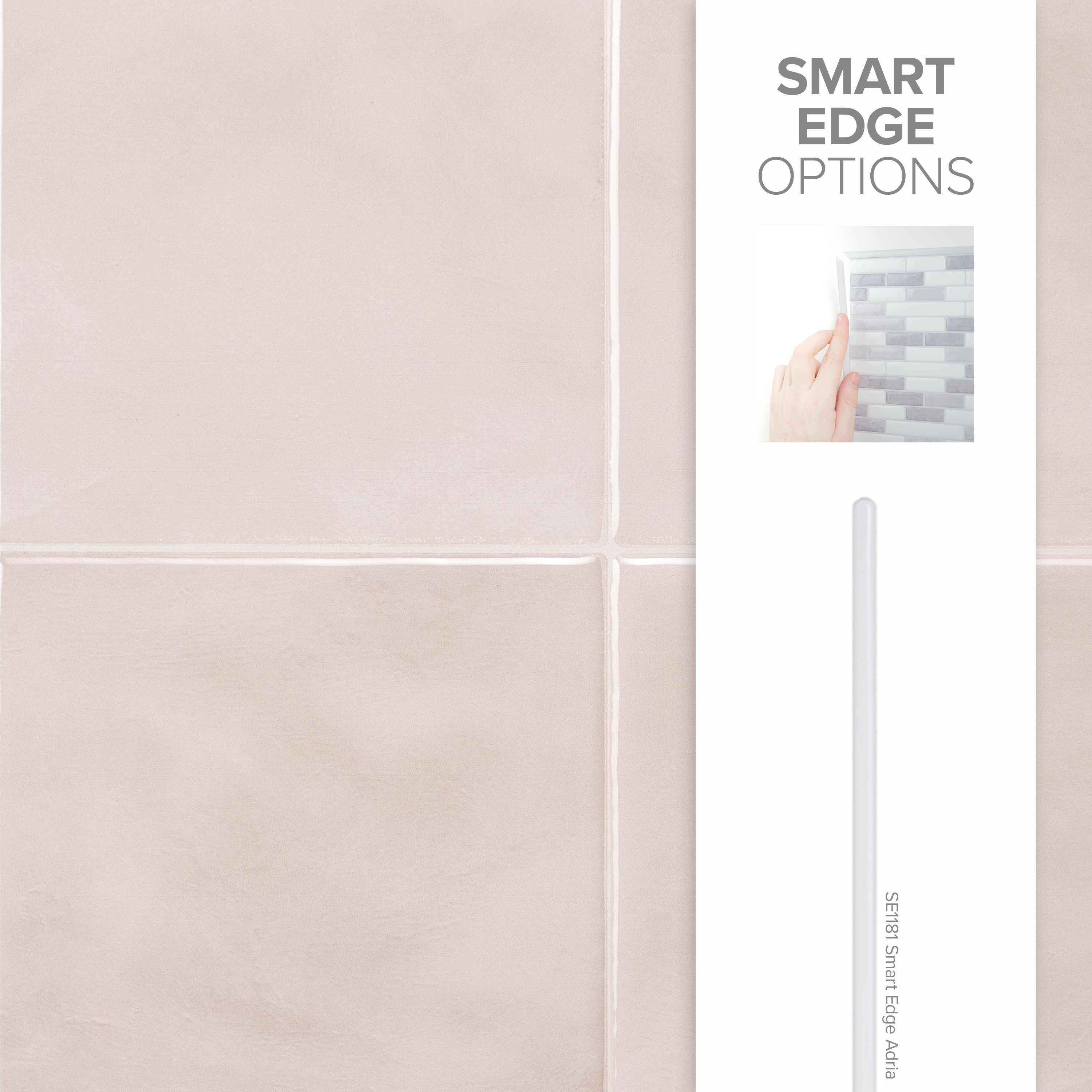 Smart Tiles Peel and Stick Backsplash, 5 Adhesive Tiles, Zellige Pink, 9"x9"