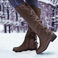 thumbnail image 2 of YLYL Womens Lace up Knee High Boots Motorcycle Riding Flat Low Heels Strappy Winter Combat Boots, 2 of 5