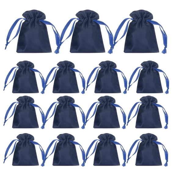 15pcs Navy Satin Gift Bags with Drawstring, 3.5" x 2.8" Party Favor Bags Wedding Favor Bags for Wedding Birthday Candy