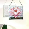 thumbnail image 4 of Lotus Flower Stained Glass Panels, Square Shaped Window Hangings, Tiffany Glass Traditional Art Crafts for Home Decor Gifts 128OR6, 4 of 6