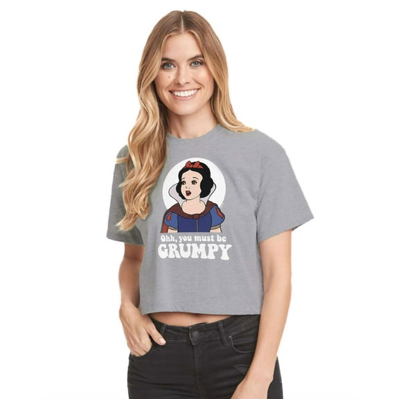 Disney Princess - You Must Be Grumpy - Juniors Cropped Cotton Blend T-Shirt