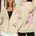 thumbnail image 4 of Breast Cancer Awareness Hoodie for Women 2025 Long Sleeve Zip Up Hoodies with Pockets Hooded Sweatshirt Jacket, 4 of 7