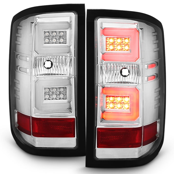 Fits [LED Model] 20162018 Chevy Silverado 1500 Clear LED Tube Tail