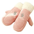 thumbnail image 3 of dianhelloya Women Mittens Hanging Neck Rope Plush Animal Embroidery/Label Thickened Cute Cold Resistant Super Soft Autumn Winter Girls Gloves for Daily 1 Pair D, 3 of 8