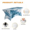 thumbnail image 3 of Xoenoiee Outdoor Tablecloth for 6FT Folding Tables Rectangular Table Cover Protector Washable Polyester Stretch Kitchen Tablecloth Table Skirt, 72L x 30W x 30H Inch, Blue White Marble, 3 of 7