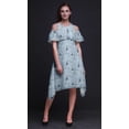 thumbnail image 5 of Bimba Bird Print Cold Shoulder Women Swing Tunic Flutter Sleeve Midi Dress-Medium, 5 of 6