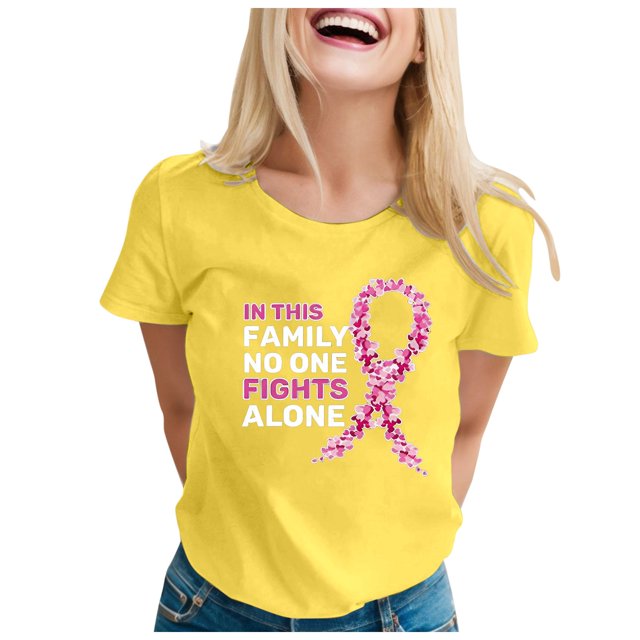 TINZ T-Shirt Imprimé Cancer pour Femmes T-Shirt à Manches Courtes Publicité Internationale T-Shirt de Travail pour Femmes T-Shirts d'Entraînement pour Femmes