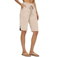 thumbnail image 3 of Womens Bermuda Shorts Drawstring Waist Athletic Loose Casual Running Comfy Summer Shorts with Pockets by Yigetop Beige L, 3 of 6