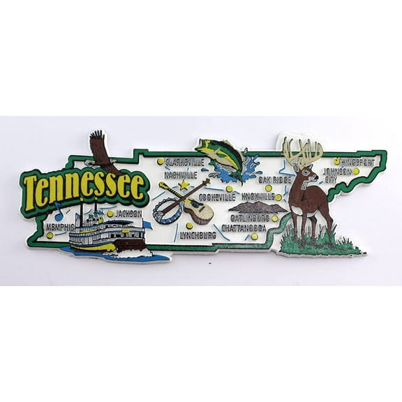 Tennessee State Map and Landmarks Collage Fridge Souvenir Collectible Magnet FMC