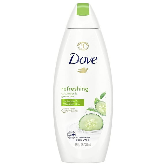 Dove All Day Moisturizing Body Wash, Cool Moisture For Normal Skin, 12 Oz, 2 Pack
