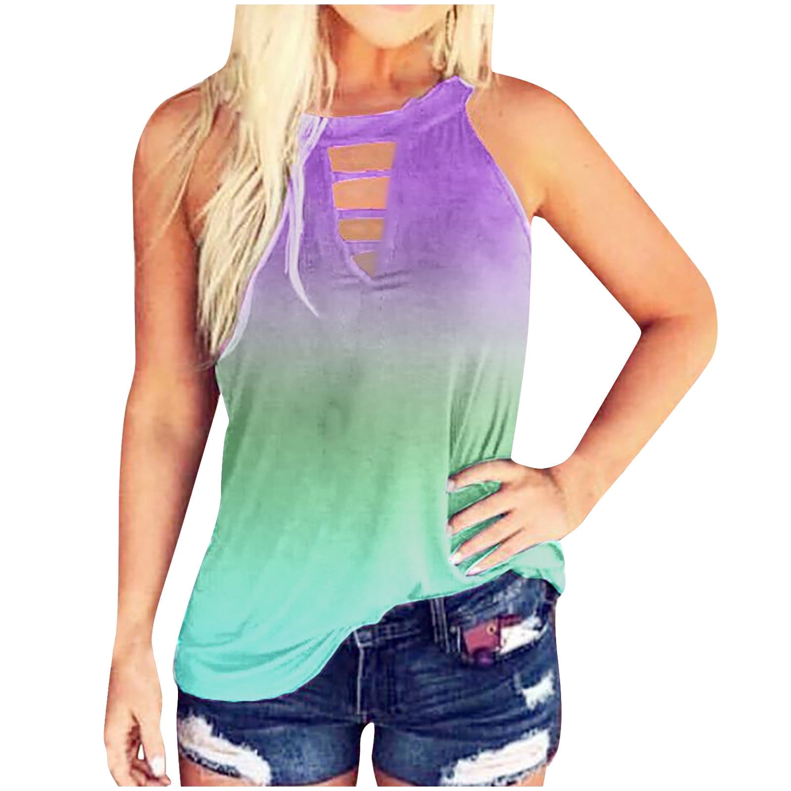 TIYOMI Plus Size Floral Tank Top - Flowy Sleeveless Tunic For Women (XL-5XL) - View #5