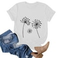 thumbnail image 4 of Wozhidaoke Dandelion Shirt, Short Sleeve Womens Simple Casual Printing Comfortable Round Neck T Shirt, Floral T-Shirts for Women | White 2XL, 4 of 4