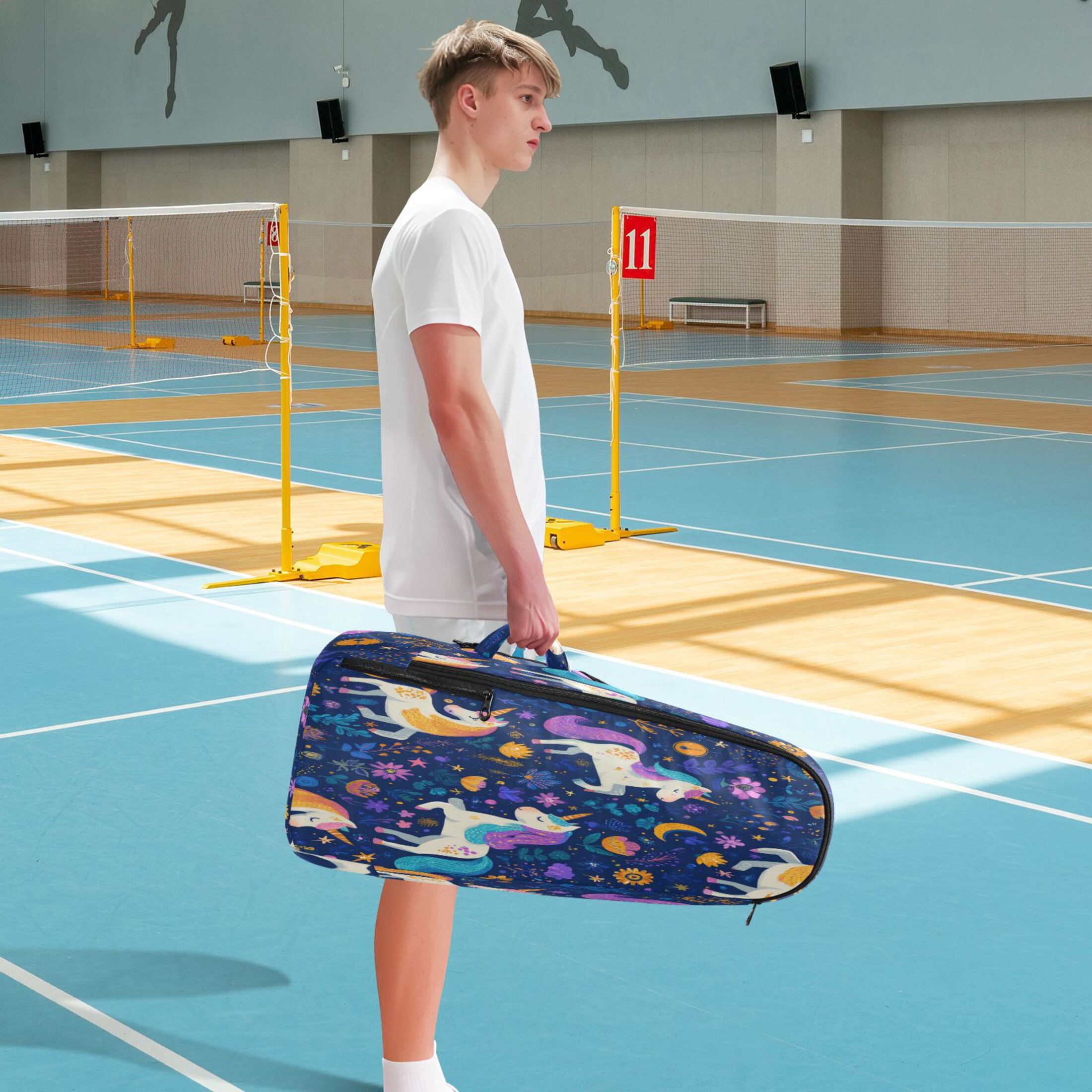 2 Racquet Holder Tennis Backpack Tennis Racket Covers Gym Bags Whimsical Unicorns