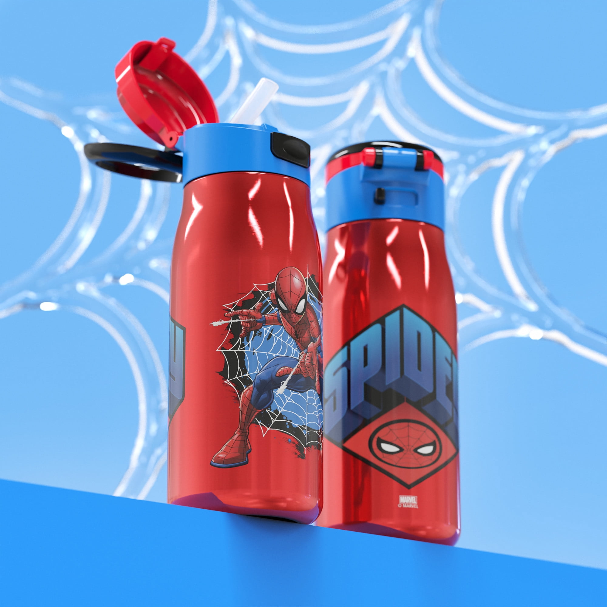 Zak Designs Marvel Comics 13.5 ounce Vacuum Insulated Stainless Steel Water Bottle, Spider-Man