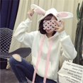 thumbnail image 2 of HAPIMO Sales Sweatshirt for Women Casual Pocket Pullover Tops Solid Color Long Sleeve Relaxed Fit Womens Cap Rabbit Ears Hoodie Sweatshirt Teen Girls Clothes White M, 2 of 7