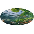 thumbnail image 4 of Lucky Koi Fish Lotus Leaf Round Rugs -Washable Non-Slip Small Round Area Rug Throw Soft Circle Rugs for Bedroom, Modern Print Indoor Carpet for Entryway Sofa Living Room, 4 of 6