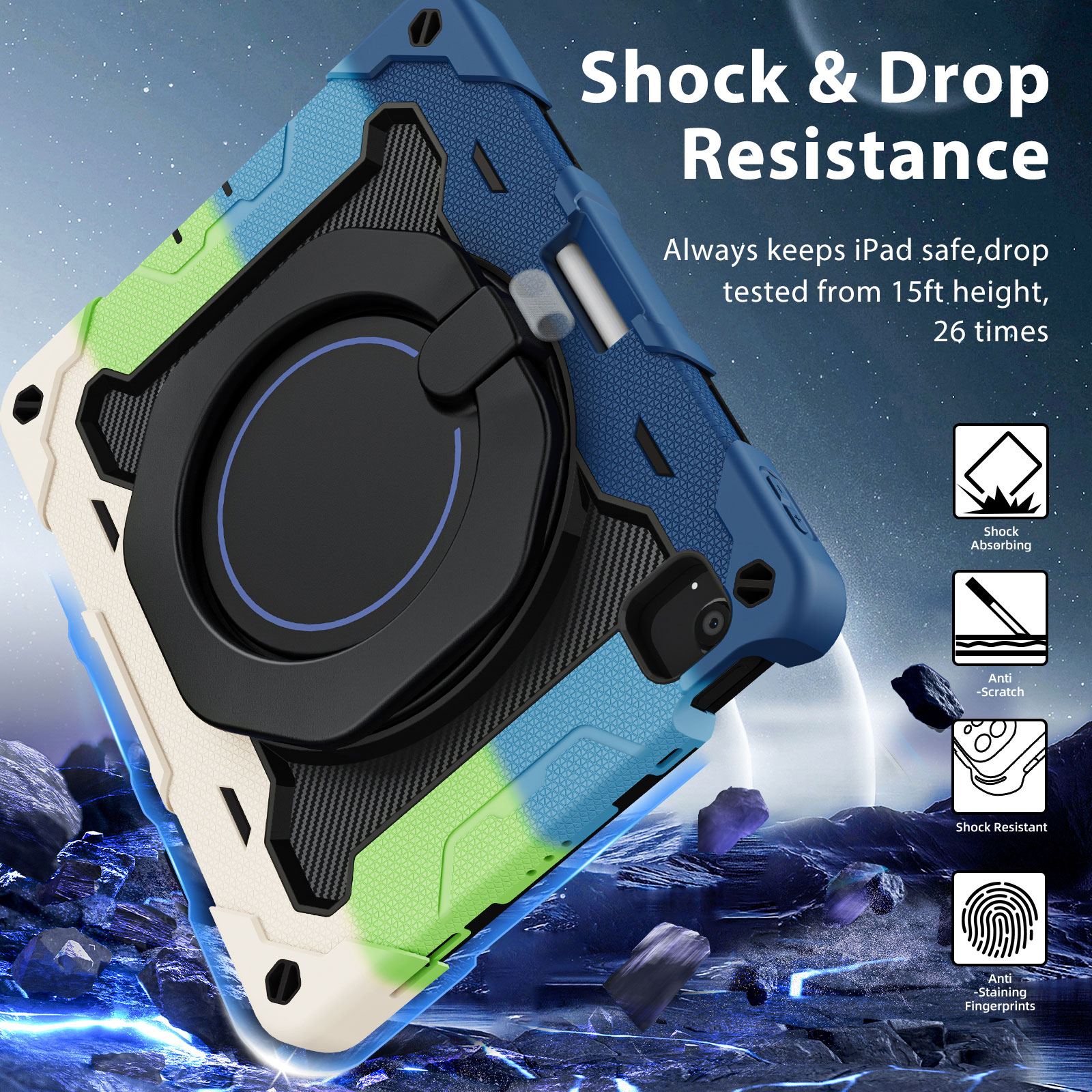 ROISKIN for iPad Air 11 inch Case (M3 2025/M2 2024)/ Air 6th Generation for Kids with HD Screen Protector, 360 Rotating Kickstand, Shoulder Strap, Pen Holder, Heavy Duty Military Case for iPad Air 11