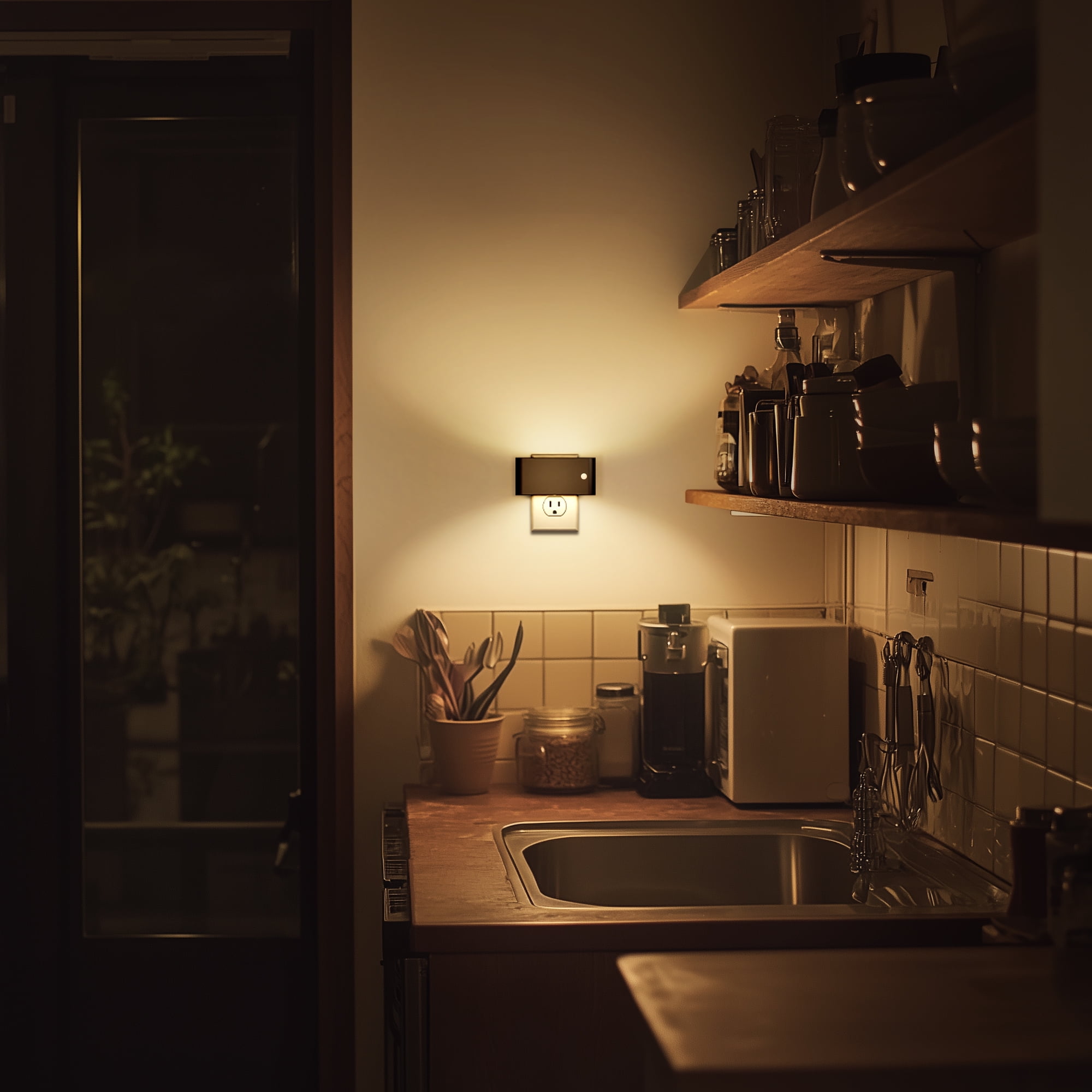 YANSUN 2-Pack Plug-in Motion Sensor Night Lights - Dimmable 3000K Warm White LED with Auto on/off for Hallway Bedroom Rooms