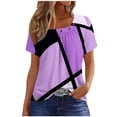 thumbnail image 2 of ALLLIST Graphic Spring Tops Purple Crew Neck Short Sleeve T-Shirts Womens Shirts Under $5, 2 of 4