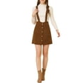 thumbnail image 2 of INSPIRE CHIC Women's a Line Button Decor Front Above Knee Suspender Skirt XS Brown, 2 of 7