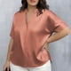 thumbnail image 5 of Mujeres Más Tamaño Manga Corta Tops Color Sólido Cuello Redondo Casual Camiseta Suave Transpirable, Mujeres Más Tamaño de Verano Tops, 5 of 5