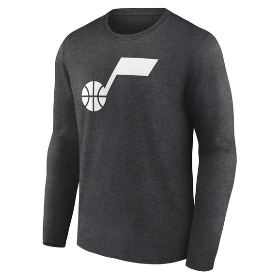 Men's Heathered Charcoal Utah Jazz Primary Logo Team Long Sleeve T-Shirt