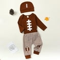 thumbnail image 4 of DHFJKG Newborn Baby Boy Rugby Outfit Long Sleeve Bodysuit And Striped Pants Hat 3 Piece For Infant Toddler Sport Theme Versatile Sets, 4 of 9