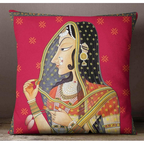 S4Sassy Banithani Print Home Decor Multicolor Square Cushion Cover Pillow Case -22 x 22 Inches