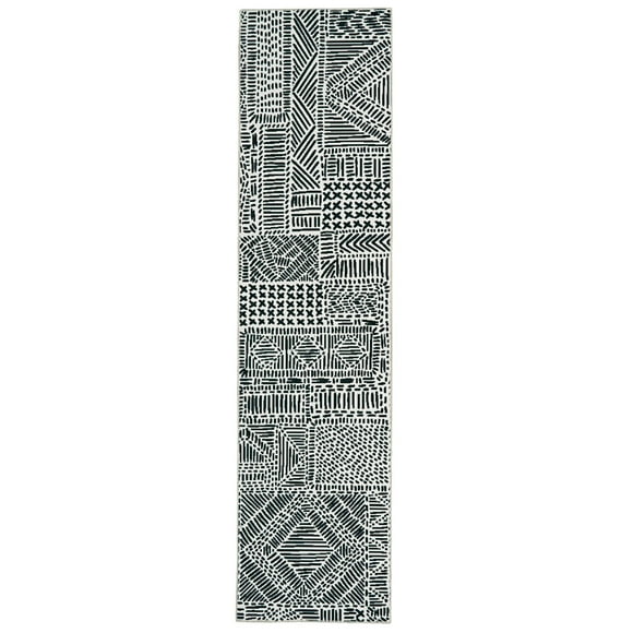 Cayden 2' x 8' Washable Runner, Ivory and Black