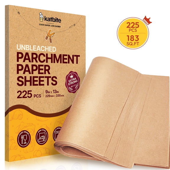 Katbite 225Pcs 9x13 inch Heavy Duty Unbleached Parchment Paper, Parchment Paper Sheets
