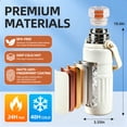 thumbnail image 3 of 3-in-1 Insulated Water Bottle, 34oz Leakproof Stainless Steel Thermos with Straw & Spout Lid, 316 Stainless Steel Interior(Beige), Handle & Adjustable Strap for Work, Gym, Travel & Hot or Cold Drinks, 3 of 12