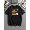 thumbnail image 2 of [1pc PLUTO Graphic T-Shirt] 1pc Men'S Casual Cotton Knit T-Shirt with Geometric PLUTO Graphic, Round Neck, Stretchable, All-Season Top, Leisure Sports Tee, 2 of 8