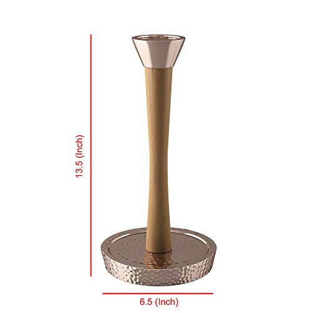 nu steel Hammered Copper base Wood Standing Paper Towel Holder - Weighted Base for Standard paper towel holder wall mount TG-KPTH-17CH